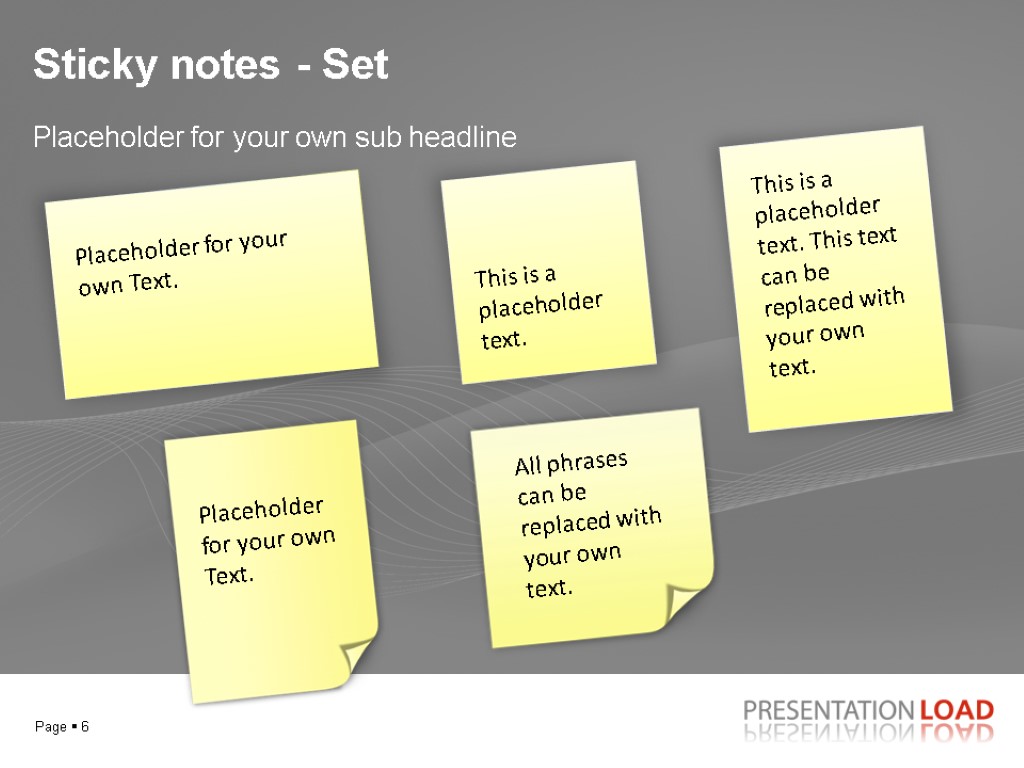 Sticky notes - Set Placeholder for your own sub headline Placeholder for your own